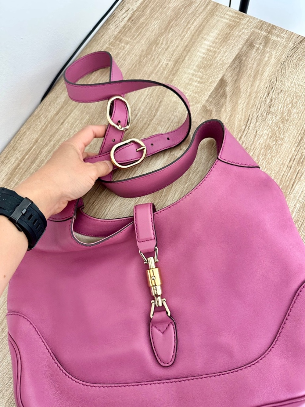 GUCCI Jackie Medium Hobo Bag - Wild Rose Leather - Pristine - Picture 6 of 14